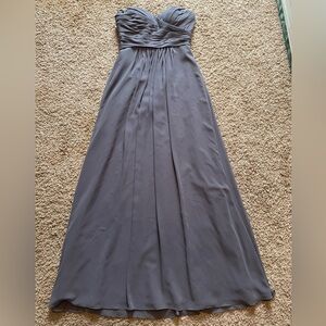 Bill Levkoff Charcoal Gray Maxi Dress 4 Ruffles Sweetheart Neckline Flowy Prom